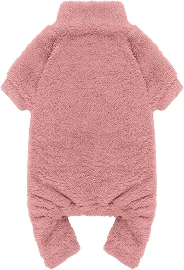 Fuzzy Dog Pajamas Turtleneck Pet Clothes Warm Soft Cozy Lightweight Pet Pjs Dog Sweaters for Small Dogs(Pink-S/M)