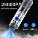 Handheld Vacuum Cordless 25000Pa Car Vacuum 3-in-1 Handheld Vacuum, Includes Smart Display and Charging Base Hand Vac Cordless Rechargeable One-Touch Empty for Home/Pet/Car(Silver)