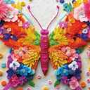 BUHAH 3D Colorful Butterfly Flower Puzzles for Adults 1000 Pieces Beautiful Floral Art Jigsaw Puzzles Impossible Challenging Aesthetic Puzzle as Family Game Decor