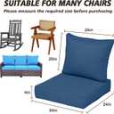 24X24-2set,Outdoor Chair Cushions, 30D High-Density Foam Patio Chair Cushions, Water-Resistant UV 2000H Color Fastness Outdoor Seat Cushions for Patio Furniture Sofa,Blue