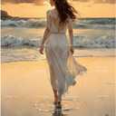 Romantic Paint by Numbers Kit for Adults - DIY Woman Walking by Ocean Sunset Painting on Canvas, Acrylic Paint Set, Suitable for Beginners, Art for Home Decoration or Gifts(16X20IN Framed)