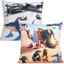 2 x Italian Brainrot Pillowcase Set - 4-Piece 100% Cotton Sateen, Hand-Painted Rot Brain Illustration, Breathable & Cool for Superior Sleep, Home Decoration Art 18" x18inch(45x45cm)