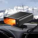 Car Heater, 12V 150W Fast Heating Windshield Defogger and Defroster, 2 in 1 Portable Heating & Cooling Fan, 360° Rotatable Heater with Plugin Cigarette Lighter (Black)