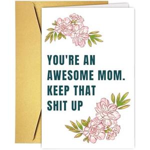 RUALOVE Funny Mother's Day Card Gift for Mom Stepmom Wife, Humorous Birthday Gift for Mother Stepmother Wife, Awesome Mom Card from Son Daughter Husband, Pack of 2