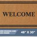 Barnyard Designs Natural Coco Coir Heavy Duty Backing Doormat - Large Cute Non-Slip Front Door Welcome Mat for Outside Entrance or Porch Entry, Brown (30x48, Welcome)