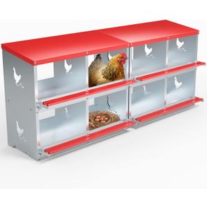 Chicken Nesting Boxes - 8 Compartment Metal Poultry Nest Box Wall Mount for Chickens, Hens, Ducks - Easy Egg Collection - Large Vented Holes Chicken Coop Equipment (8 Compartment)