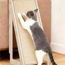 Modern Cat Scratcher for Indoor Large Cats, 26.4'' Sisal Scratching Ramp & Pad, Wooden Cat Furniture