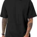 Men's Cotton Oversized T-Shirts Casual Loose Short Sleeve Crew Neck Basic Tops Solid Athletic Tee (XX-Large, Black)
