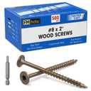 #8 x 2” Deck Screws, 500Pcs Star Drive Wood Screws, Rust Resistant Timber Screws for Timber/Log/Landscaping Wood, T20 Star Bit Included, Brown