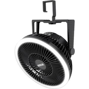 MORECORE Portable Camping Fan with LED Lantern, 24HRS Running 8inch Rechargeable Tent Fan, Powerful 3-Speed 180 Rotate with Hook, Quiet for Outdoor RV Travel Fishing Hurricane Emergency Power Outage
