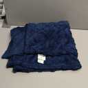 Exclusivo Mezcla Fleece Throw Blanket for Couch, Super Soft Striped Jacquard Bed Blanket, Lightweight Fuzzy Cozy for All Seasons, 50x60 Inches, Navy Blue