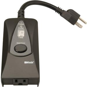 Woods 50013WD Outdoor 24-Hour Digital Photocell Timer with Light Sensor, Plug-In , Black