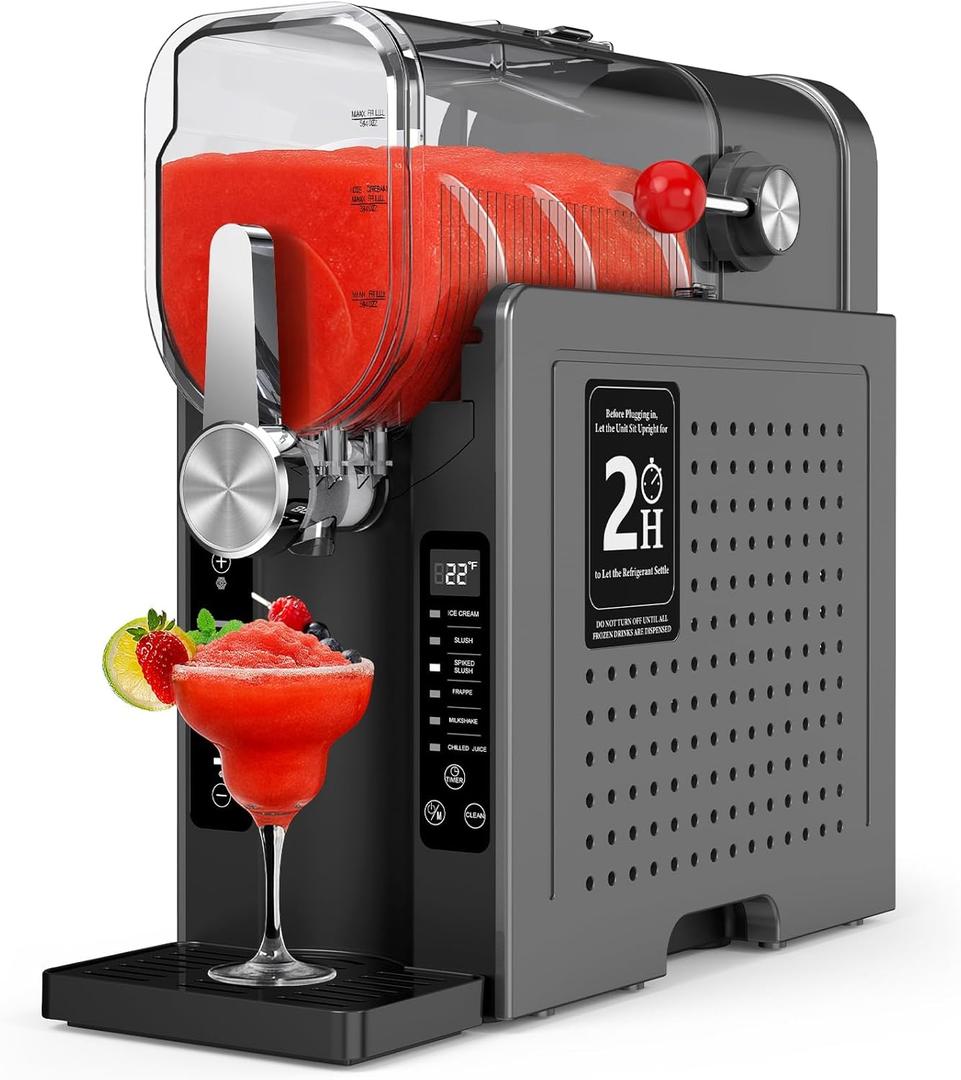 Slushie Machine for Home  70oz Frozen Drink Maker with 6 Presets, No Ice Needed, 360 Mixing, One-Touch Self-Cleaning, Ice Cream & Smoothie Machine for Margaritas, Frapps, Cocktails & More (Gray)