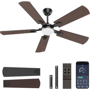 Ceiling Fans with Lights, 52 Inch Modern Ceiling Fans with Lights
DC Reversible Motor, Noiseless, 3CCT, Ceiling Fan with Remote Control for Bedroom, Living Room, Apartment Indoor/Outdoor Use
Brand: Crazypai