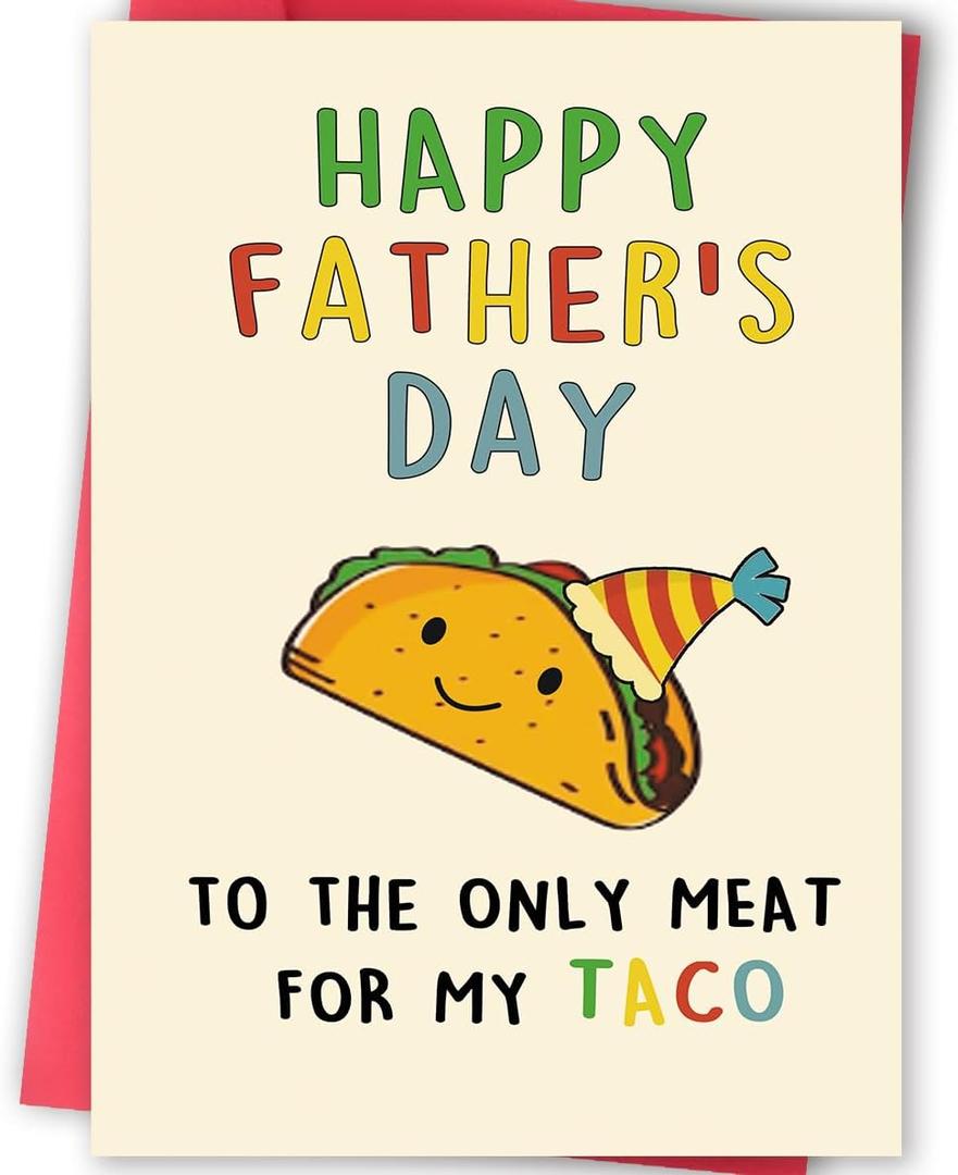 12 x BENNLOOS Lovely Taco Father's Day Card for Dad, Funny Fathers Day Gift for Husband from Wife, Romantic Fathers Day Card, Happy Father's Day Decorations