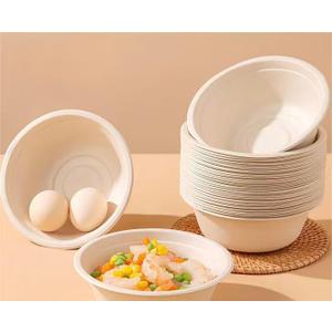 100 Pack 7 oz Compostable Paper bagasse Bowls Small Disposable Soup Bowls Natural Sugarcane Biodegradable Bowls for Ice Cream, Desserts, Salads, Pet Food