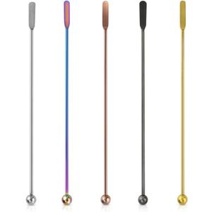 Coffee Stick Stainless Steel Swizzle Stick Reusable Metal Stir Sticks Cocktail Coffee Drink Stirrer Spoon Beverage Cocktail Stirrers Stir with Small Rectangular Paddles Stirring Bar Set(7.73inch long)