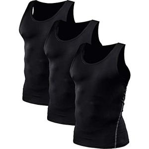 NELEUS Men's 3 Pack Athletic Compression Under Base Layer Sport Tank Top S