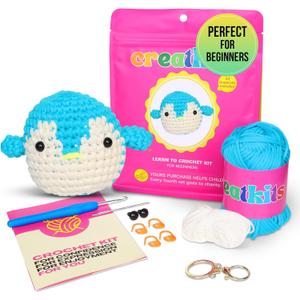 Crochet Kit for Beginners  Penguin | DIY Crochet Animal Kit with Step-by-Step Video  Craft Set for Adults & Kids  Includes Yarn, Hook, Needle, Scissors, Eyes & More  Great Gift for All Ages