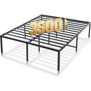 14 inch Metal Platform Bed Frame Queen, 3500 lbs Heavy Duty Steel Slats Bedframe with Storage Space, No Box Spring Needed, Noise Free