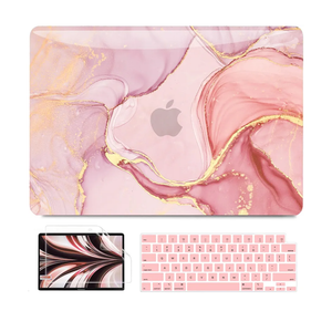 B BELK Compatible with MacBook Air 13 inch Case 2026 2025 2024-2022 M5 M4 M3 M2 A3449 A3240 A3113 A2681, Plastic Hard Shell for MacBook Air 13.6 inch Case+Keyboard Cover+Screen Protector, Pink Marble