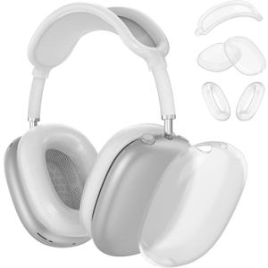 Silicone Case Cover for AirPods Max Headphones, Ear Pad Case/Ear Cups/Headband Cover Accessories for Apple AirPods Max (USB-C/Lightning)(2024/2020), Foggy White (Foggy White-M)