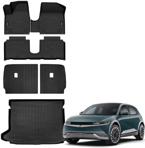 Auxko All Weather Floor Mats Cargo Mat with Backrest Mat for Hyundai Ioniq 5 Limited Movable Center Console 2022-2024 TPE Liners Accessories Guard Odorless Anti-Slip Floor Liners & Trunk Liner