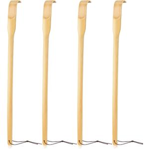 Renook 4 PCS Back Scratcher,16.5" Bamboo Wooden Back Scratchers for Men Women,Strong Sturdy Self-Massager for Scratching Itches On Back, Arm, Leg, Head, Body, Best Gift for Pregnant Women/the Elderly