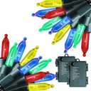 Twinkle Star Outdoor Christmas Lights Battery Operated 50 LED Mini String Light with 8 Modes, 16ft Waterproof Fairy Lights for Garden Xmas Tree Wedding Wreath Party Decoration (Multicolor, 2 Pack)