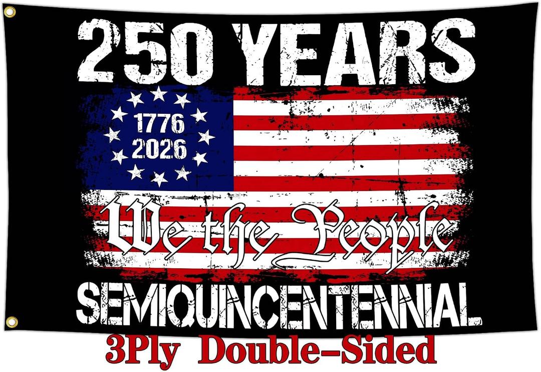 3 Ply 250 Year American Anniversary Flag 250th Anniversary Usa Flag Patriotic 4th of July We The People 1776 Flags for Outside 3x5 Ft 4th of July Memorial Flag Outdoor House Decorations Banner