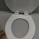 Mayfair Linden Slow Close Toilet Seat, Non Slip Heavy Duty Wood, Easy Install, Round, White