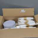 350Piece Gold Dinnerware Set for 50 Guests - Gold Plastic Plates with Disposable Cutlery Include:50Dinner Plates-50Dessert Plates-50Pre Rolled Napkins with Silverware for Thanksgiving (White and Gold)