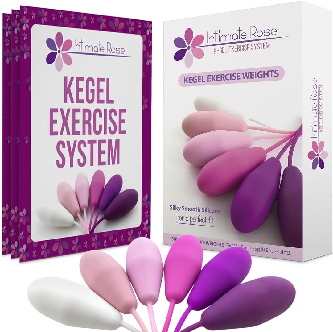 Kegel Exercise System - Pelvic Floor Exercises - Set of 6 Premium Silicone Kegel Exercise Weights & Control with Training Kit for Women: Beginners & Advanced ((Pack of 1) Basic Kegel Set)