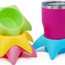 Island Genius Starfish 4-Pack Beach Cup Holders, Sand-Free Drink Holders, Beach Essentials for Family, Adults, Kids, Multicolor Mesh Coasters