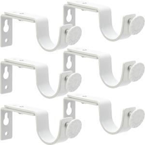 Curtain Rod Bracket for Adjustable, Heavy Duty Curtain Rod Holders Fits up to 1 Inch Curtain Rod, Curtain Rod Brackets for Walls, White Brackets for Curtain Rods(6 Pack)