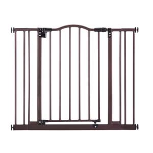MyPet Windsor Arch Hold-Open & Auto-Close Pressure-Mount Pet Gate: Heavy-Duty Steel Gate 28.5in Tall Comes with Two 5in Extensions from 28in to 38in Wide in Matte Bronze