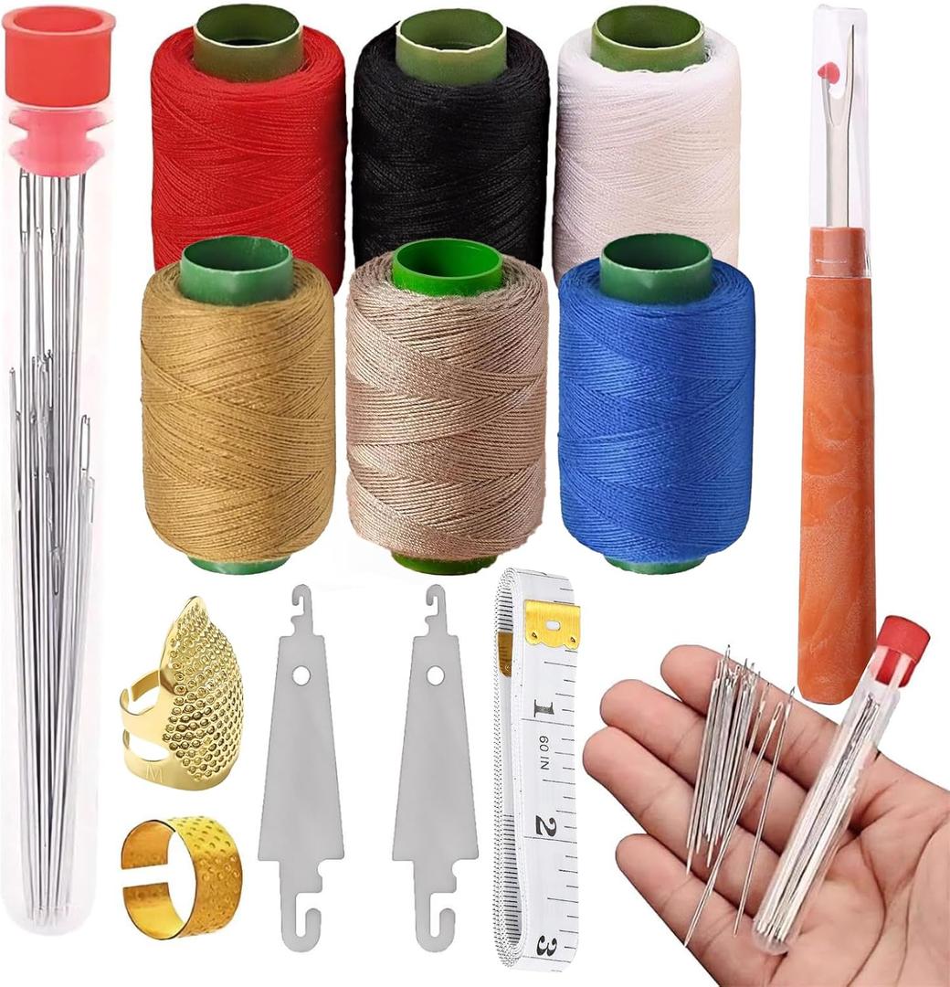 37PCS Sewing Tool Set, Big Eye Steel Sewing Needles Kit, Needle and Thread Kit,Threader and Needle Repair Kit Stainless Steel Needles for Hand Sewing