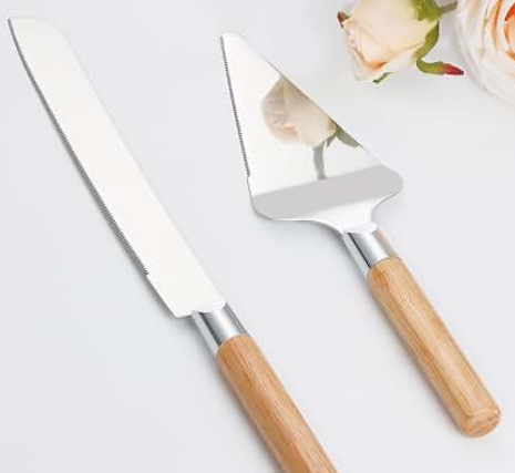 2 Pieces Pie Server Set, Stainless Steel Spatula and Cake Cutter Slicer Set, Serrated Edge Spatula and Cake Cutter Knife Kitchen Essentials for Cutting & Serving Desserts