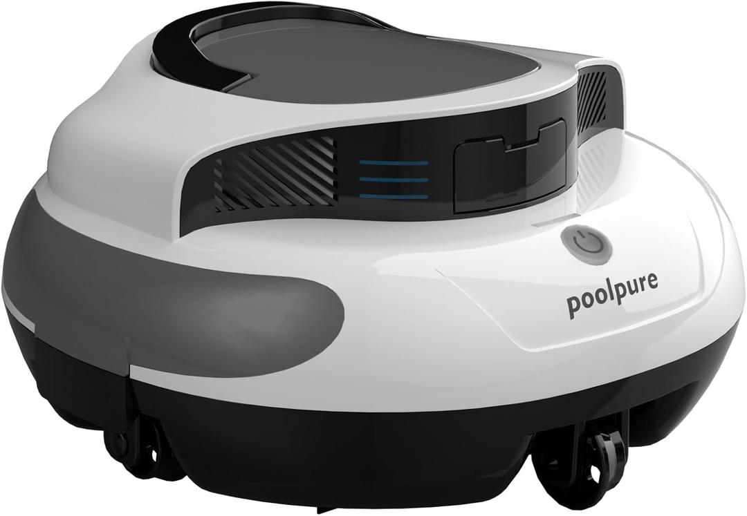 PoolPure Aquaguard SE II 2025 Upgrade Cordless Robotic Pool Cleaner with 5000mah Big Battery, 120-Min Runime, Two Adjustable Path Planning Methods, Ideal Pool Vacuum Robot for Above-Ground Pool (Classic White)