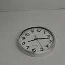 Bernhard Products Wall Clock Silent Non-Ticking Large 12" Silver Metal Frame Quartz Battery Operated Easy to Read Office Classroom Kitchen Living Room Bathroom Sweeping Clocks, Black Modern Numbers