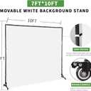 Movable White Backdrop Stand with Pulley, Suitable for Studio Photography, Stage Background Layout, Portrait and Product Photography, Live Streaming, Cutout (7 * 10FT)