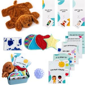 Calm Down Corner Kit, Sensory Calming Supplies with Posters, Fidget Tools and Sensory Toys for Kids, Special Education Classrooms (Set 1)
