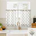 Small Window Curtains for Kitchen,Sheer Green and Pink Short Cafe Half Curtains for Nursery Girls Bedroom Baby Kids Room 2 Panel Sets