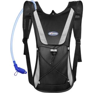 KUYOU Running Hydration Vest - Lightweight Insulated Hydration Backpack with 2L Water Bladder, Adjustable Chest Straps and Reflective Water Backpack for Trail Running Marathon Race Hiking Cycling (Black)