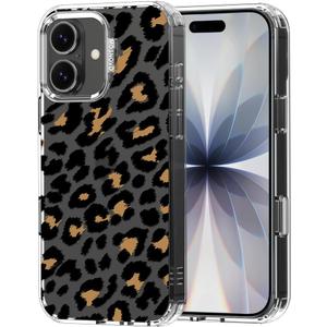 MOSNOVO for iPhone 17 Case | Military Grade 6.6ft Drop Tested | Camera Control | Clear with Leopard Print Design