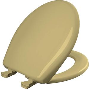 Bemis Classic Colors Slow Close Toilet Seat, Easy Clean Hinges and Durable Plastic Seat, Made in USA, Round, Harvest Gold