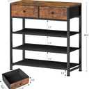 usikey Shoe Rack, 4 Tier Shoe Storage Organizer with 2 Drawers, Metal Shoe Shelf for 9-12 Pairs of Shoes, with 3 Oxford Fabric Shelves and Wooden Top, Shoe Stand for Entryway, Rustic Brown UNYXJX012F