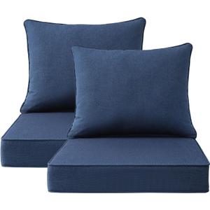 Sunbrella Outdoor Patio Chair Cushions Set, 24" x 24", Set of 2, Water-Repellent, Fade Resistant, Deep Seat Cushion for Backyard, Couch, Sofa and Patio Furniture, Specrtum Indigo