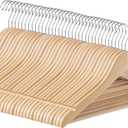 SONGMICS Wooden Hangers, Pack of 36, Coat Hangers, Non-Slip, Pants Bar, 360 Swivel Hooks, for Jackets, Shirts, Coats, Natural Beige UCRW010N36