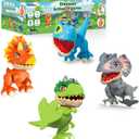 Dinosaur Toys Gifts for 3 4 5 6 8 Year Old Kids, 4-Pack Dinosaur Action Figures with Movable Joints & Realistic Texture, Educational STEM Gifts for Toddler Boys Girls, Birthday & Christmas Toys